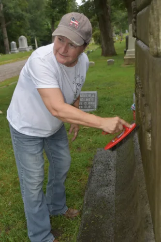 Riverside headstones, markers get a good scrubbing